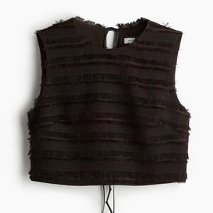 NWT H&M Dark Brown Fringe-Trimmed Top